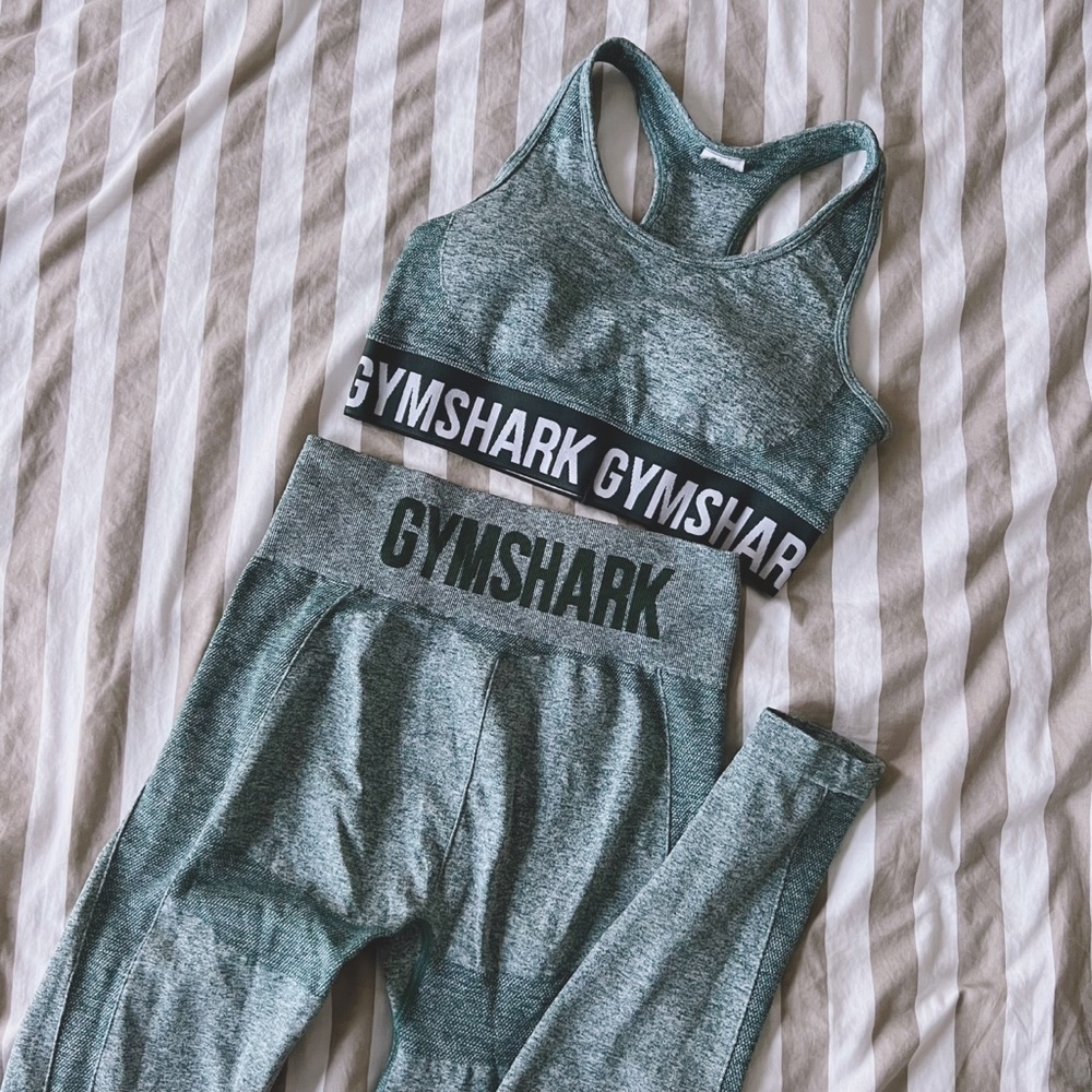 Gymshark Green Marl Bra & Leggings Set